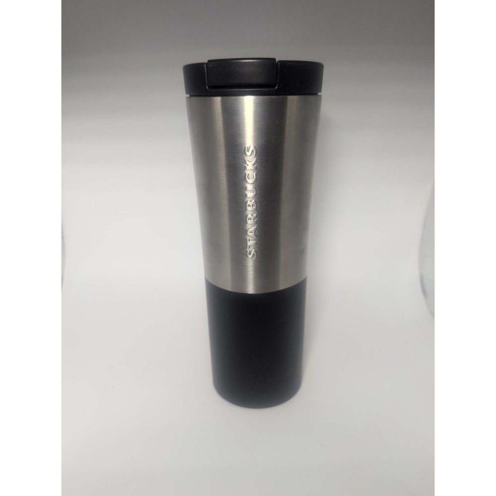 Starbucks Black Dipped Silver Color Block Stainless Steel Tumbler 12 OZ Phinney